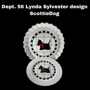 Dept. 56 Scottie Pie Dish and 3 Dessert Plates